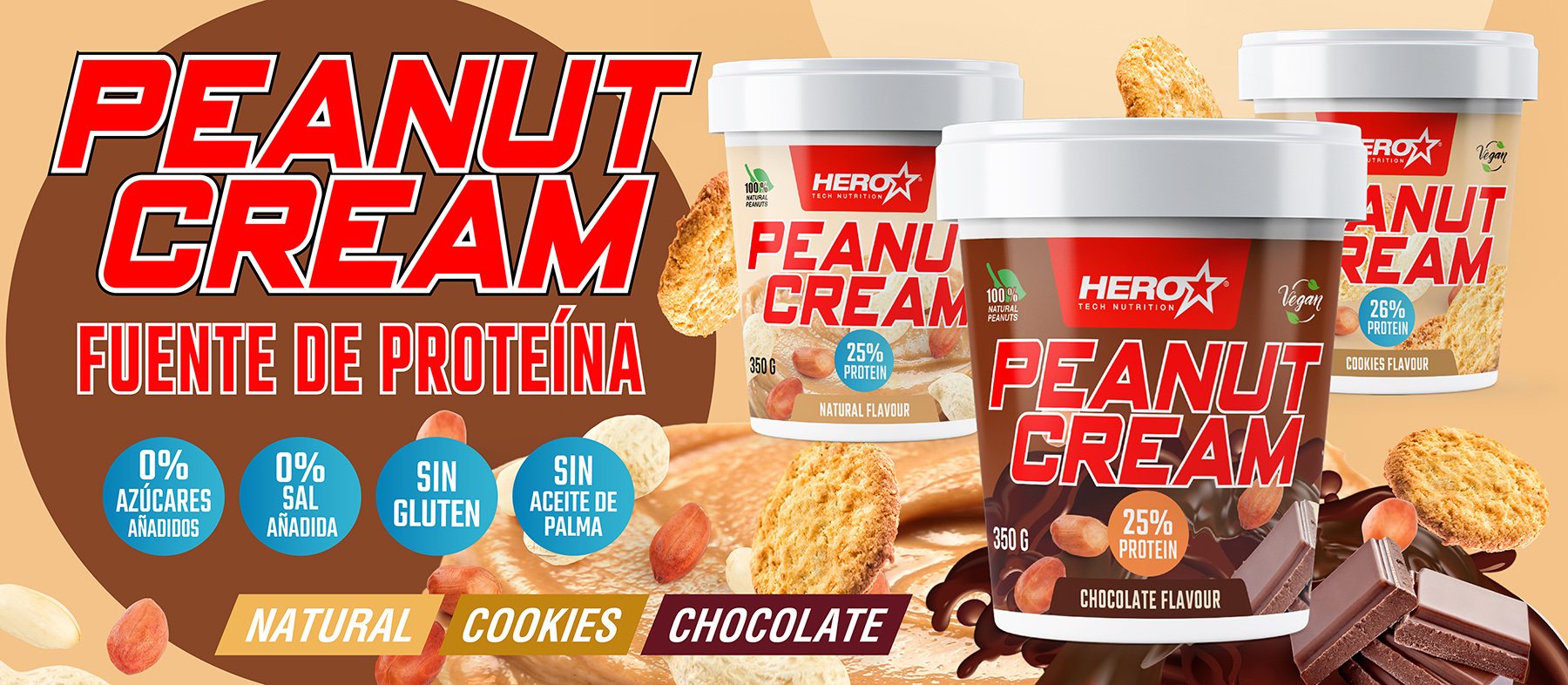 PEANUT CREAM CREMA DE CACAHUETE - HERO TECH NUTRITION herotechnutrition